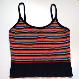 3/$15 Cropped Knit Retro Vibes Rainbow Top